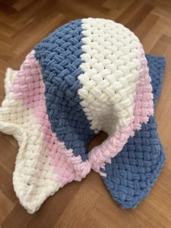 Puffy deka - bílo-růžovo-modrá